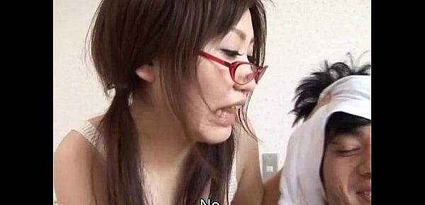  Subtitled Japanese CFNM femdom dick teasing handjob